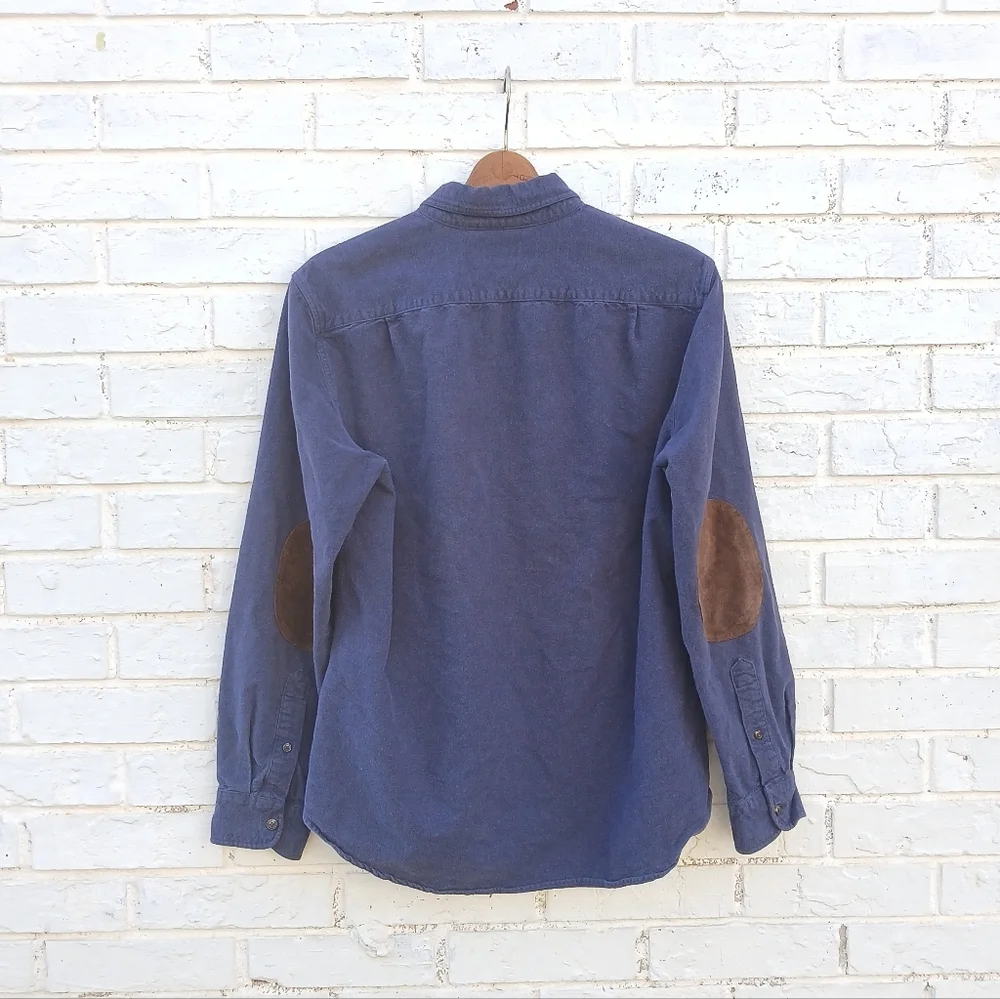 J. Crew Chamois Elbow Patch Shirt Navy Medium
